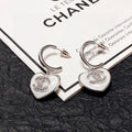 18K  Chanel White Heart Earrings